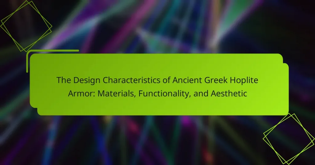 The Design Characteristics of Ancient Greek Hoplite Armor: Materials, Functionality, and Aesthetic