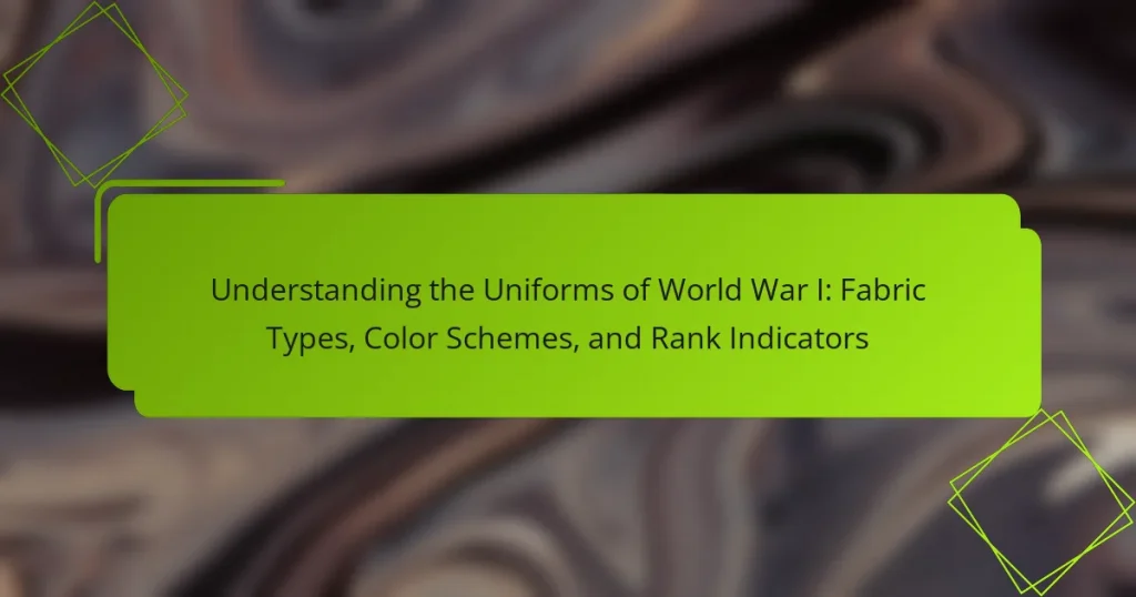 Understanding the Uniforms of World War I: Fabric Types, Color Schemes, and Rank Indicators